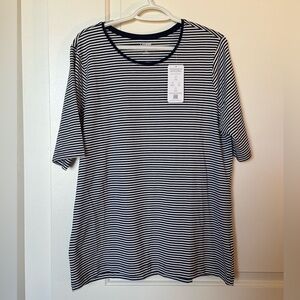 Lands End Striped Navy and White Top